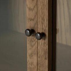 Veneto Panel And Glass Door Double Cabinet - Drifted Oak Solid -France and So Furniture 237536 002 DET 5