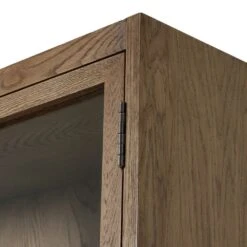 Veneto Panel And Glass Door Double Cabinet - Drifted Oak Solid -France and So Furniture 237536 002 DET 6