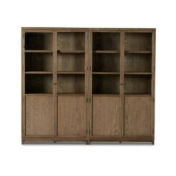 Veneto Panel And Glass Door Double Cabinet - Drifted Oak Solid