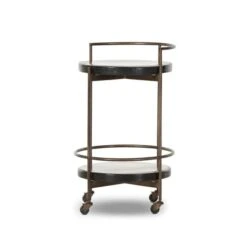 Voryn Bar Cart - Smoked Brown Cast Glass