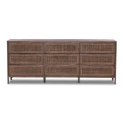 Loraine 9 Drawer Dresser - Brown Cane