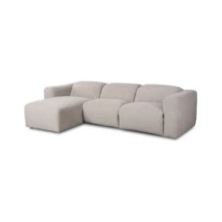 Fauna Power Recliner 3-Piece Sectional W/ Chaise - Laken Stone - Left Chaise -France and So Furniture 238963 003 PRM 1