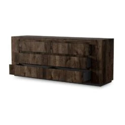 Asher 6-Drawer Dresser - Ebony Rustic Wormwood Oak - Dark Brown, Black -France and So Furniture 239844 002 OPN 1