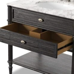 Toulouse Single Vanity - Satin Black Veneer -France and So Furniture 239880 006 DET 02