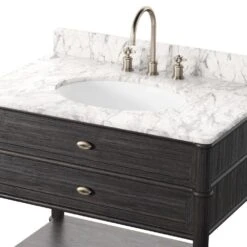 Toulouse Single Vanity - Satin Black Veneer -France and So Furniture 239880 006 DET 03