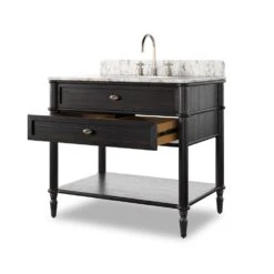 Toulouse Single Vanity - Satin Black Veneer -France and So Furniture 239880 006 DET 04
