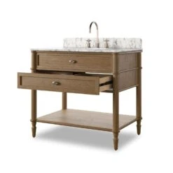 Toulouse Single Vanity - Washed Blonde Oak Veneer -France and So Furniture 239880 007 DET 04