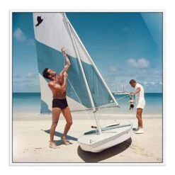 Boating In Antigua By Slim Aarons - 48"X48" - White Maple
