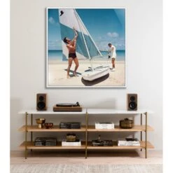 Boating In Antigua By Slim Aarons - 48"X48" - White Maple -France and So Furniture 240345 001 ROM 1