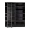 Aerith Double Bookcase W/ Ladder - Worn Blk
