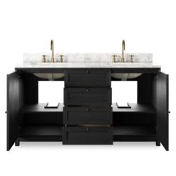 Veneto Double Vanity - Satin Drifted Black -France and So Furniture 242425 001 DET 4