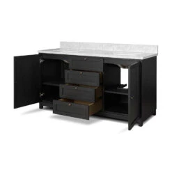 Veneto Double Vanity - Satin Drifted Black -France and So Furniture 242425 001 OPN 1