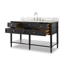 Toulouse Single Wide Vanity - Satin Black Veneer -France and So Furniture 243481 006 DET 04