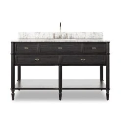 Toulouse Single Wide Vanity - Satin Black Veneer