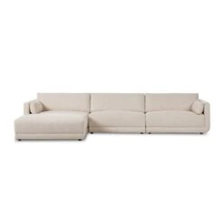 Kiernan 3-Piece Sectional - Palma Cream - W/ Ottoman