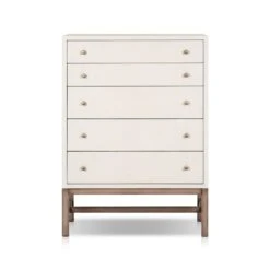 Fiona Tall Dresser - Ivory Painted Raffia