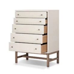 Fiona Tall Dresser - Ivory Painted Raffia -France and So Furniture 246170 002 OPN 1