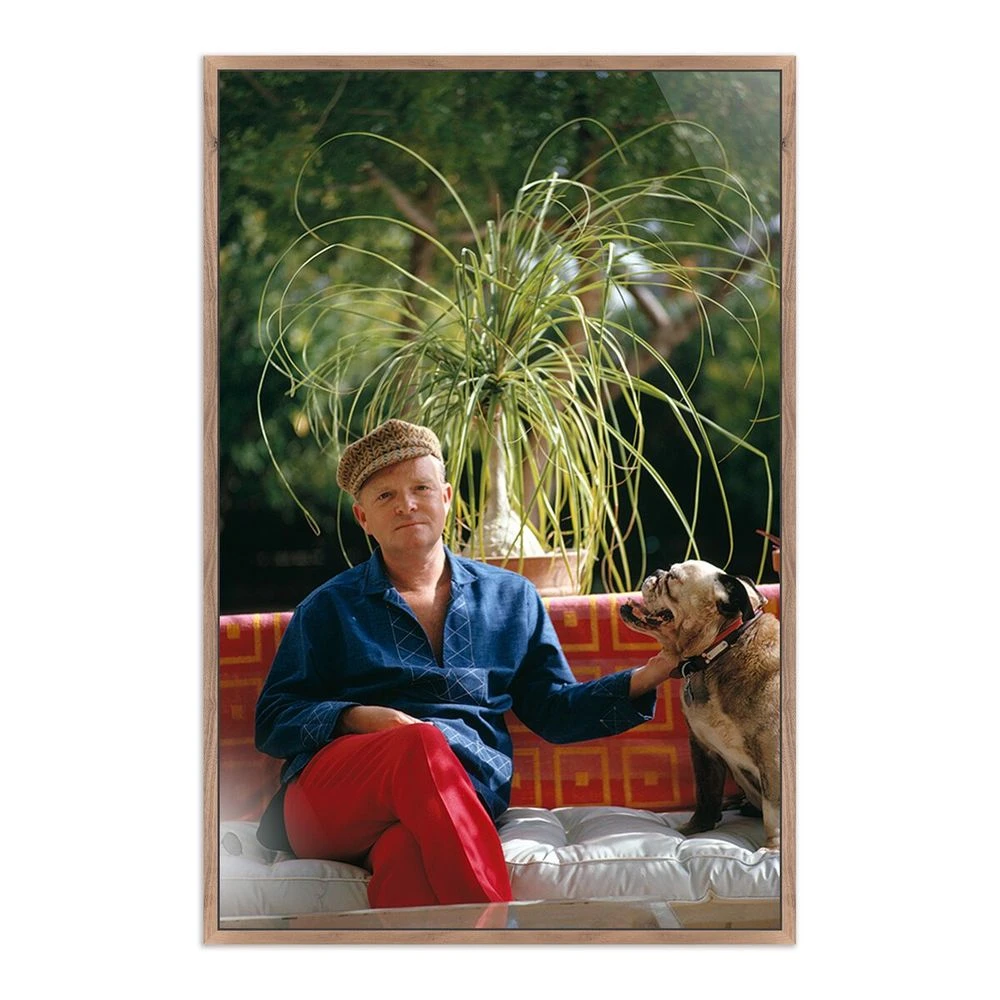 Truman Capote By Slim Aarons - 48"X72" - Rustic Walnut 1 Truman Capote By Slim Aarons - 48"X72" - Rustic Walnut
