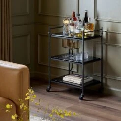 Teagan Bar Cart - Forged Gunmetal -France and So Furniture 248922 001 ESS
