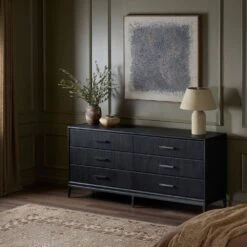 Rosenell 6 Drawer Dresser - Black Paper Cord -France and So Furniture 249311 001 ESS