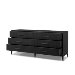 Rosenell 6 Drawer Dresser - Black Paper Cord -France and So Furniture 249311 001 OPN 1