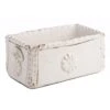 White Scalloped Edge Planter, Flower Design, Rectangle