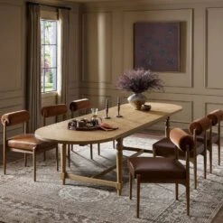 Blinn Oval Leaf Extension Dining Table - Worn Oak Veneer -France and So Furniture 250792 001 ESS 1