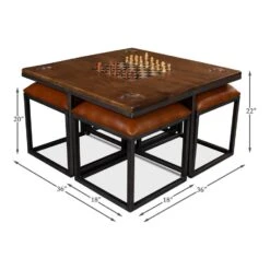 Low Game Table With Four Stools -France and So Furniture 25693 X