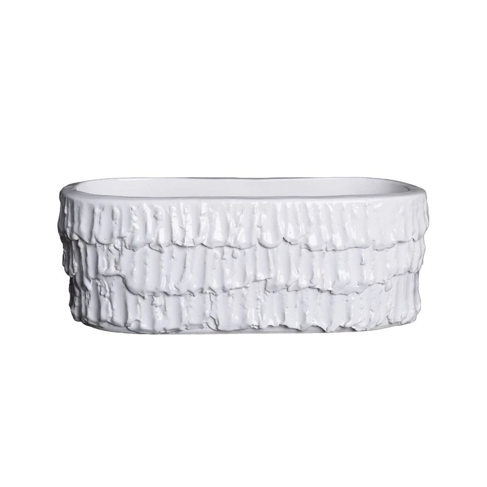 Fringe Planter, Oval, White 1 Fringe Planter, Oval, White