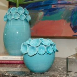 Cachepot With Petals, Turquoise -France and So Furniture 260323 3 31a232dd 883f 466c 8285 f189a4809c3d