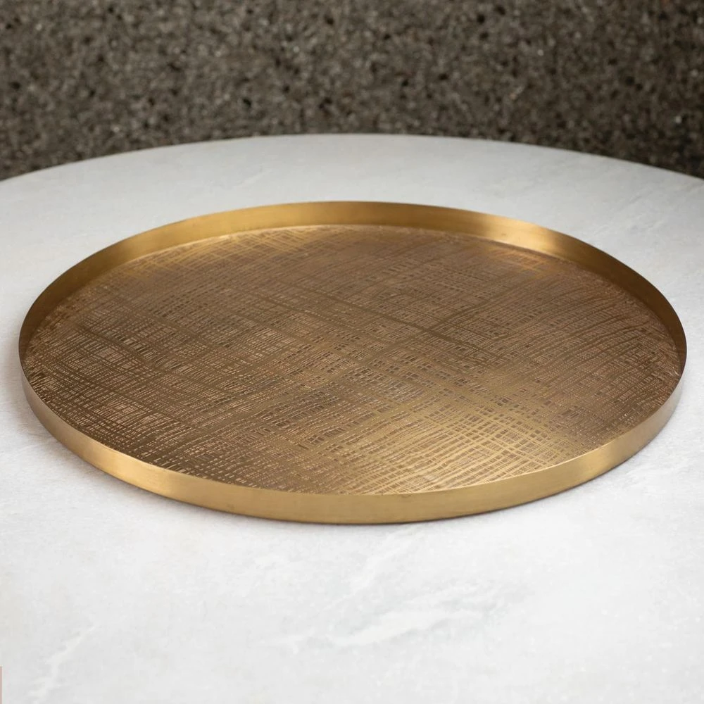 Plaid Etched Tray - Antique Brass 1 Plaid Etched Tray - Antique Brass