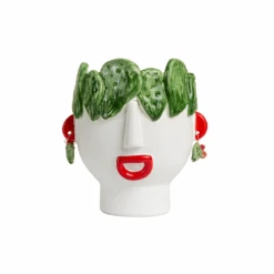 Studio Z Cachepot, Small Head With Cactus