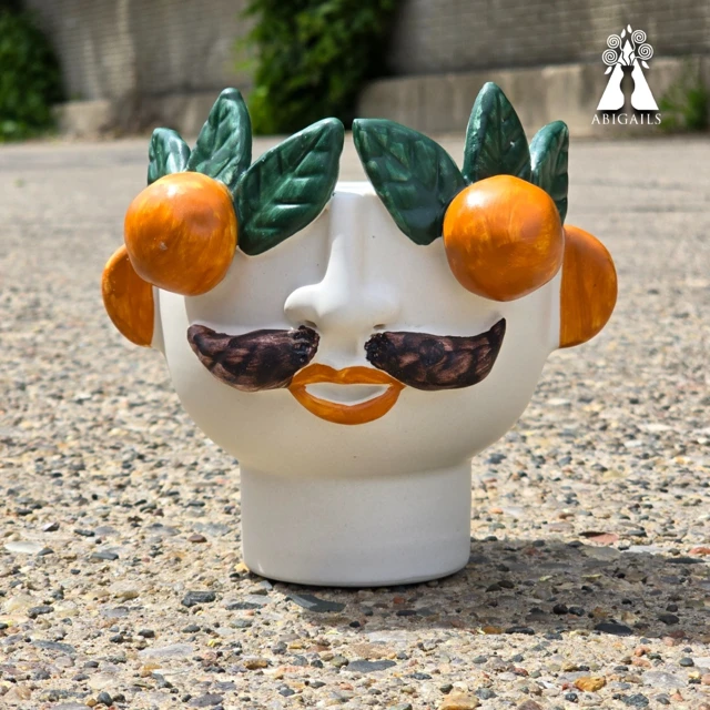 Studio Z Cachepot, Small Head With Mandarins 2 Studio Z Cachepot, Small Head With Mandarins - Image 2