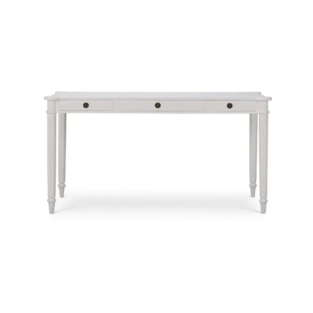 Kelly 3 Drawer Desk In True White 1 Kelly 3 Drawer Desk In True White