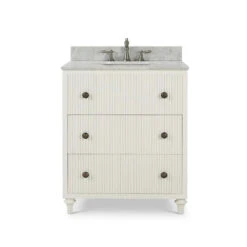Kraton Single Vanity In True White W/ Sink & Marble Top
