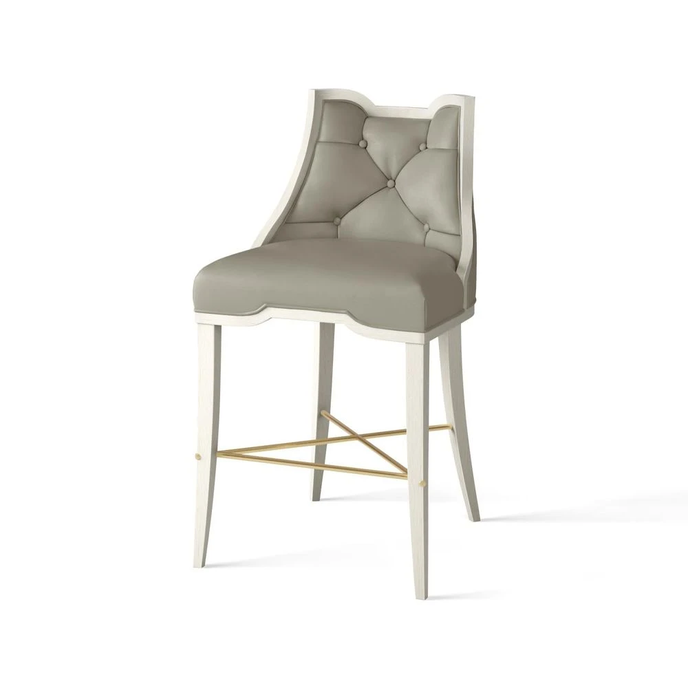 Logan Counter Stool-Antique White-Chesterfield Grey Leather 1 Logan Counter Stool-Antique White-Chesterfield Grey Leather