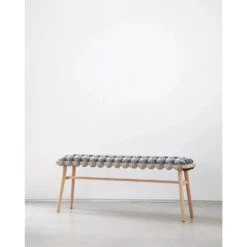 Sterling Grey Velvet Woven Bench