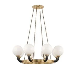 Werner Black Pendant 8 Lamp Aged Brass / Black