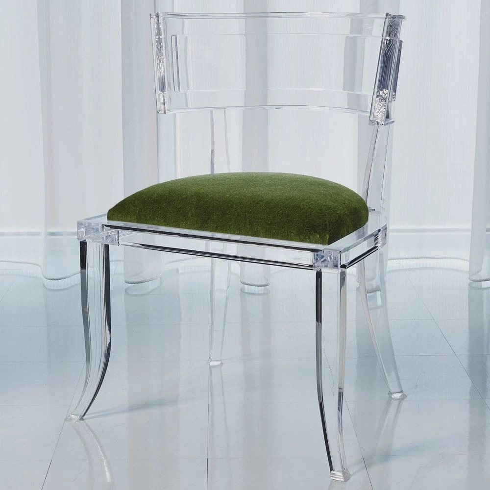 Klismos Acrylic Chair With Mohair Seat 1 Klismos Acrylic Chair With Mohair Seat