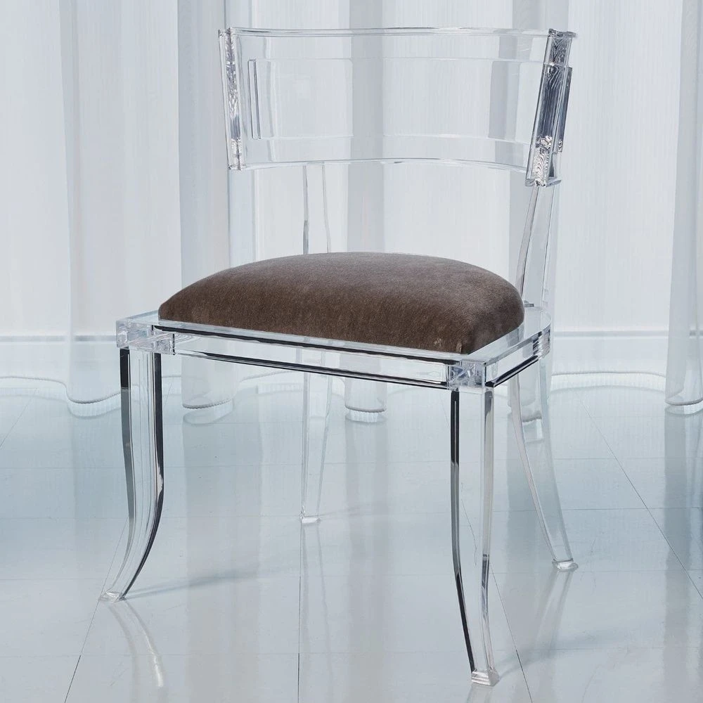 Klismos Acrylic Chair With Mohair Seat 11 Klismos Acrylic Chair With Mohair Seat - Image 11