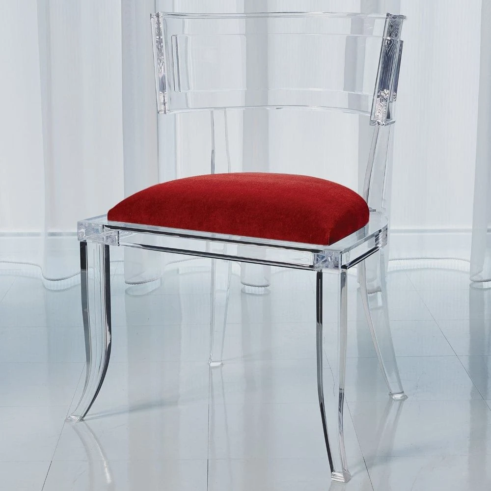 Klismos Acrylic Chair With Mohair Seat 9 Klismos Acrylic Chair With Mohair Seat - Image 9