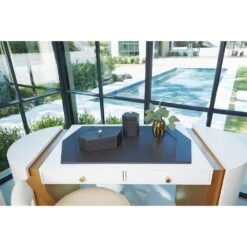 Tiffany Desk Blotter-Graphite Leather -France and So Furniture 30101