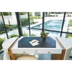 Tiffany Desk Blotter-Graphite Leather -France and So Furniture 30188