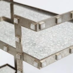 Quartz Stud Bar Cart-Silver Leaf -France and So Furniture 30277