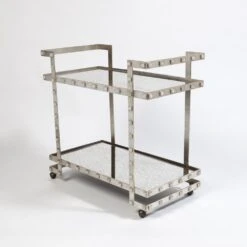Quartz Stud Bar Cart-Silver Leaf