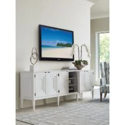 Clearwater Long Media Console - Creamy White -France and So Furniture 320 661 WS open