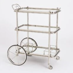 English Bar Cart And Tea Trolley-Nickel