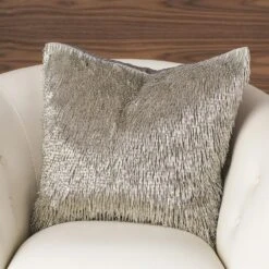 Shimmy Fringe Pillow - Silver -France and So Furniture 36393