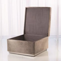 Metro Square Storage Ottoman-Grey Hair-o -France and So Furniture 38038