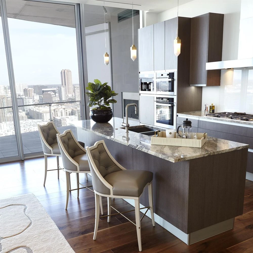 Logan Counter Stool-Antique White-Chesterfield Grey Leather 2 Logan Counter Stool-Antique White-Chesterfield Grey Leather - Image 2